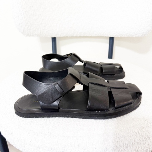 The Row $1050 Fisherman Sandals in Black Leather Covered Buckle Strap Size 40/10 - Picture 15 of 16